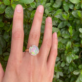 Ophelia - 14k Opal Ring with a Diamond Halo