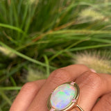 Melody - 14k Rainbow Bright Opal and Pink Sapphire Ring