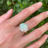 Ophelia - 14k Opal Ring with a Diamond Halo