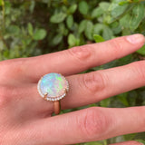Ophelia - 14k Opal Ring with a Diamond Halo