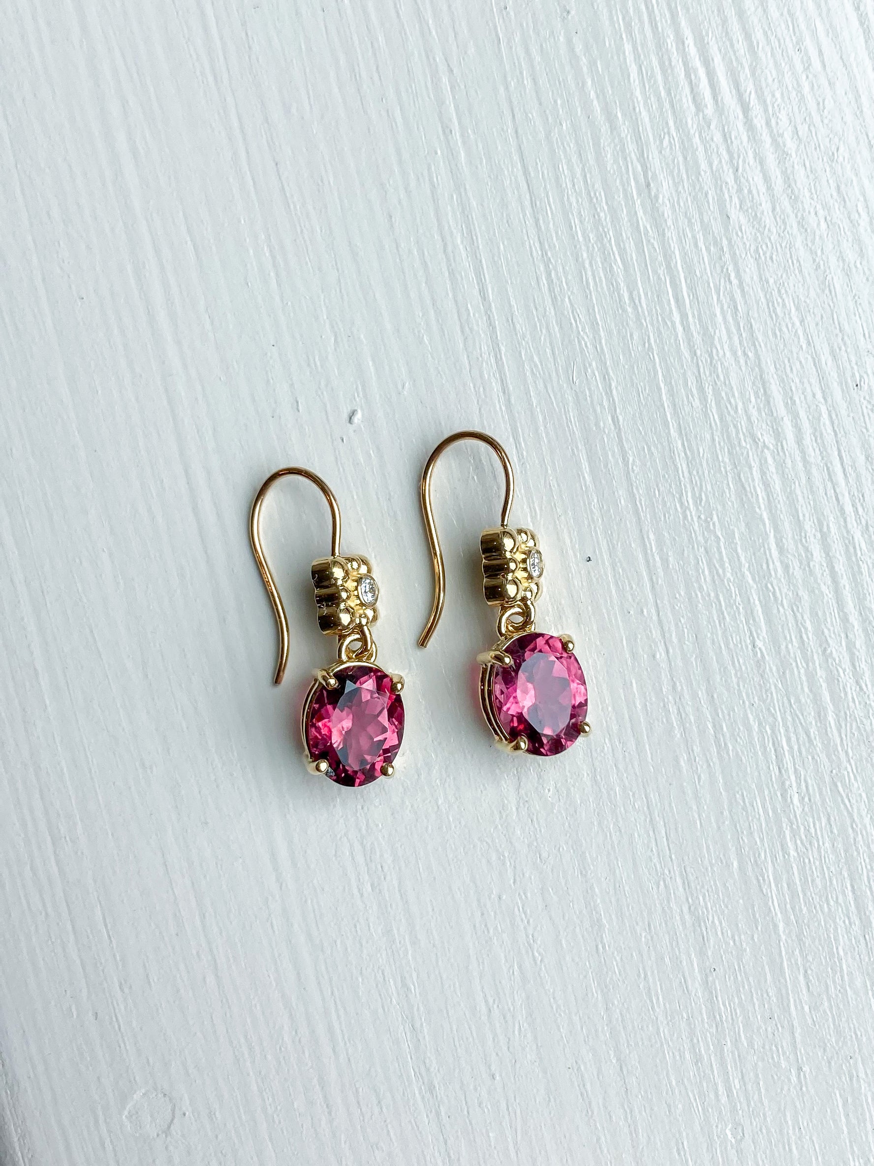 Dahlia II - 18k Pink Tourmaline and Diamond Earrings