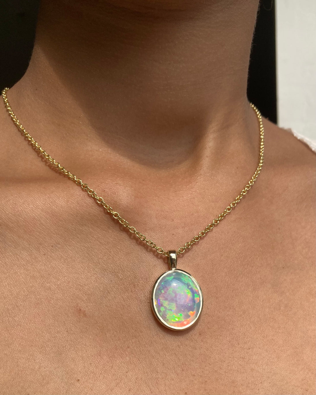 14k Neon Jelly Opal Pendant