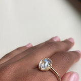 14k Moonstone Ring with Milgrain