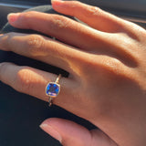 Fiona - 14k Tanzanite Ring with a Diamond Dotted Band